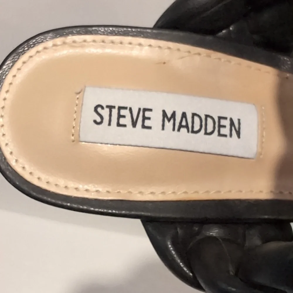 Steve Madden Black Braided Heeled Sandals Keeley Size 9 - Picture 9 of 10